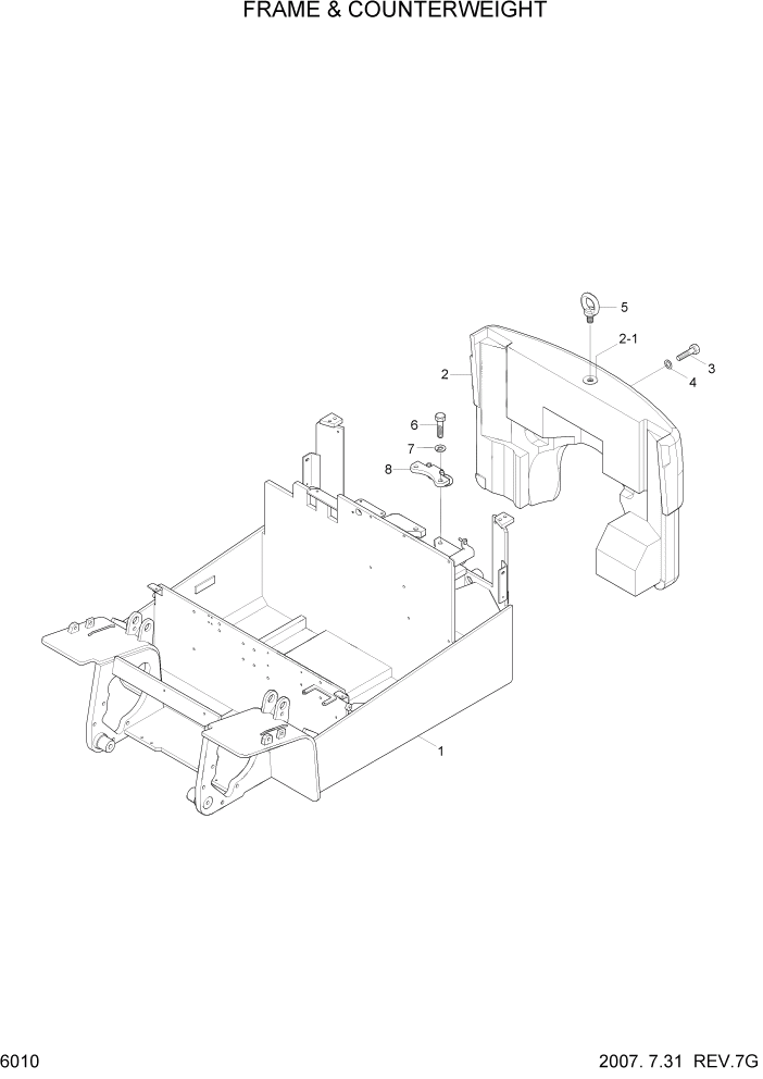 Схема запчастей Hyundai HBF15/HBF18T-5 - PAGE 6010 FRAME & COUNTERWEIGHT СТРУКТУРА