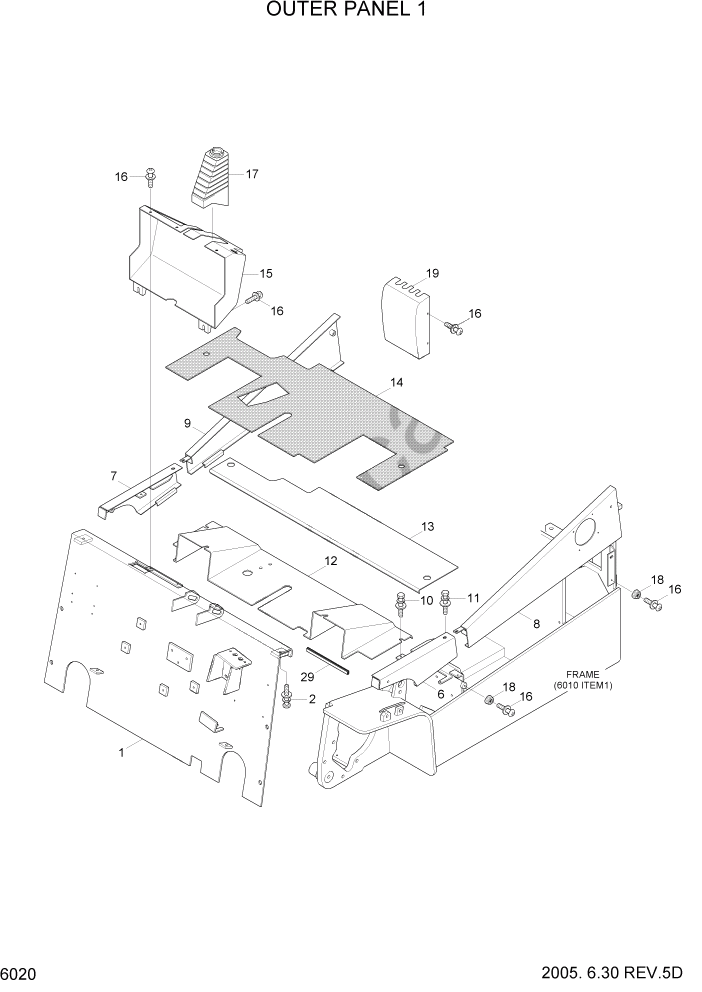 Схема запчастей Hyundai HBF15/HBF18T-5 - PAGE 6020 OUTER PANEL 1 СТРУКТУРА