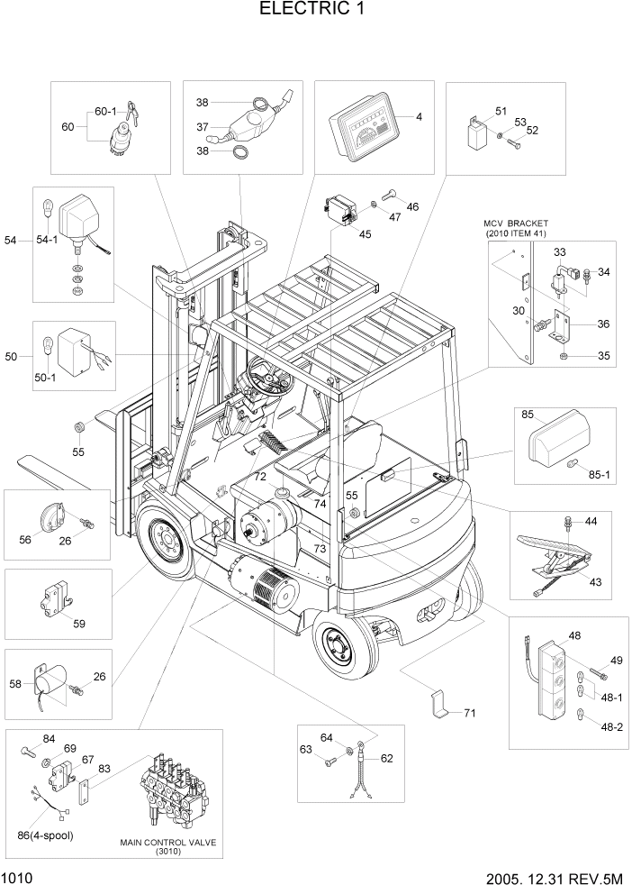 Схема запчастей Hyundai HBF15/HBF18-3 - PAGE 1010 ELECTRIC 1 ЭЛЕКТРИЧЕСКАЯ СИСТЕМА