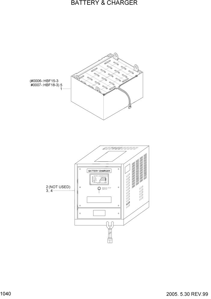 Схема запчастей Hyundai HBF15/HBF18-3 - PAGE 1040 BATTERY & CHARGER ЭЛЕКТРИЧЕСКАЯ СИСТЕМА