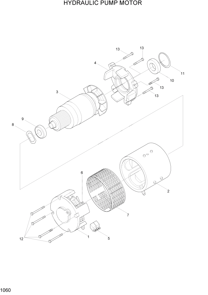 Схема запчастей Hyundai HBF15/HBF18-3 - PAGE 1060 HYDRAULIC PUMP MOTOR ЭЛЕКТРИЧЕСКАЯ СИСТЕМА