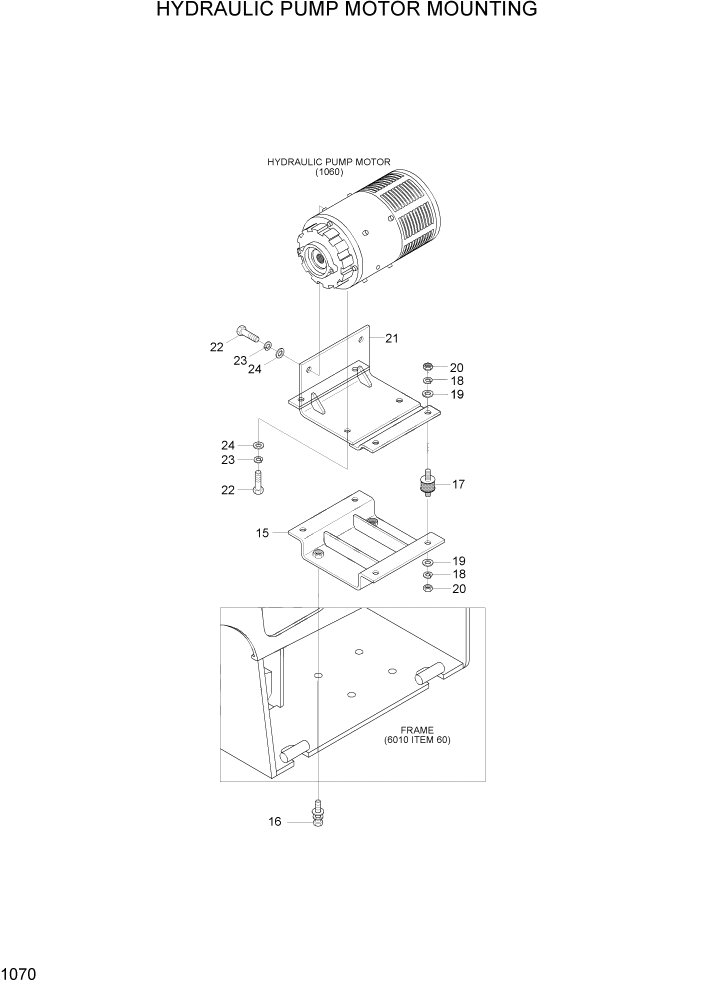 Схема запчастей Hyundai HBF15/HBF18-3 - PAGE 1070 HYDRAULIC PUMP MOTOR MOUNTING ЭЛЕКТРИЧЕСКАЯ СИСТЕМА