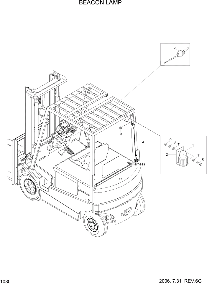 Схема запчастей Hyundai HBF15/HBF18-3 - PAGE 1080 BEACON LAMP ЭЛЕКТРИЧЕСКАЯ СИСТЕМА