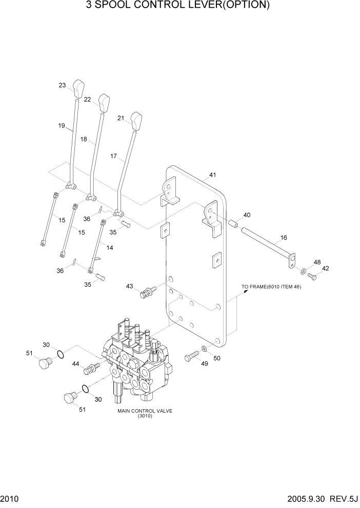 Схема запчастей Hyundai HBF15/HBF18-3 - PAGE 2010 3-SPOOL CONTROL LEVER(OPTION) ГИДРАВЛИЧЕСКАЯ СИСТЕМА