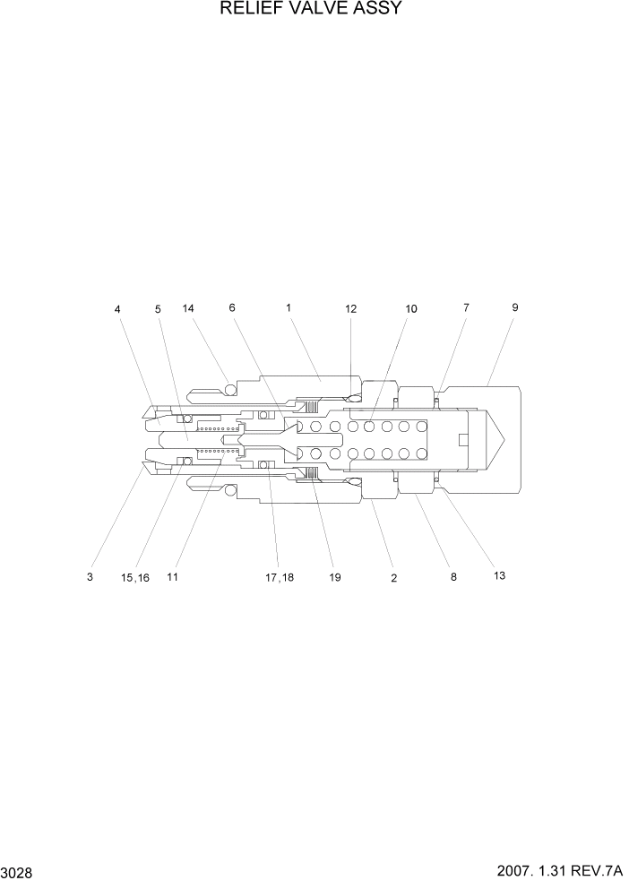 Схема запчастей Hyundai HBF15/HBF18-3 - PAGE 3028 RELIEF VALVE ASSY ГИДРАВЛИЧЕСКИЕ КОМПОНЕНТЫ