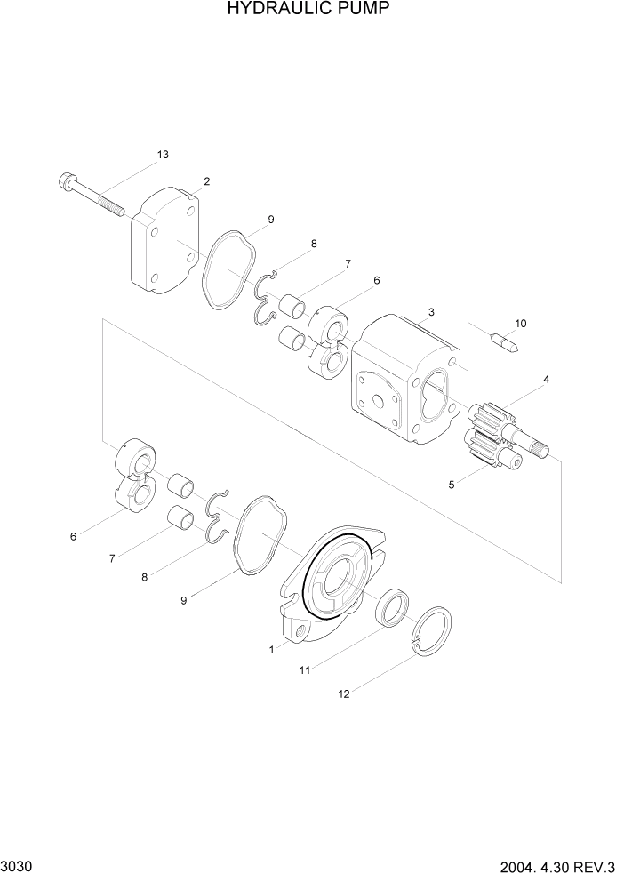 Схема запчастей Hyundai HBF15/HBF18-3 - PAGE 3030 HYDRAULIC PUMP ГИДРАВЛИЧЕСКИЕ КОМПОНЕНТЫ