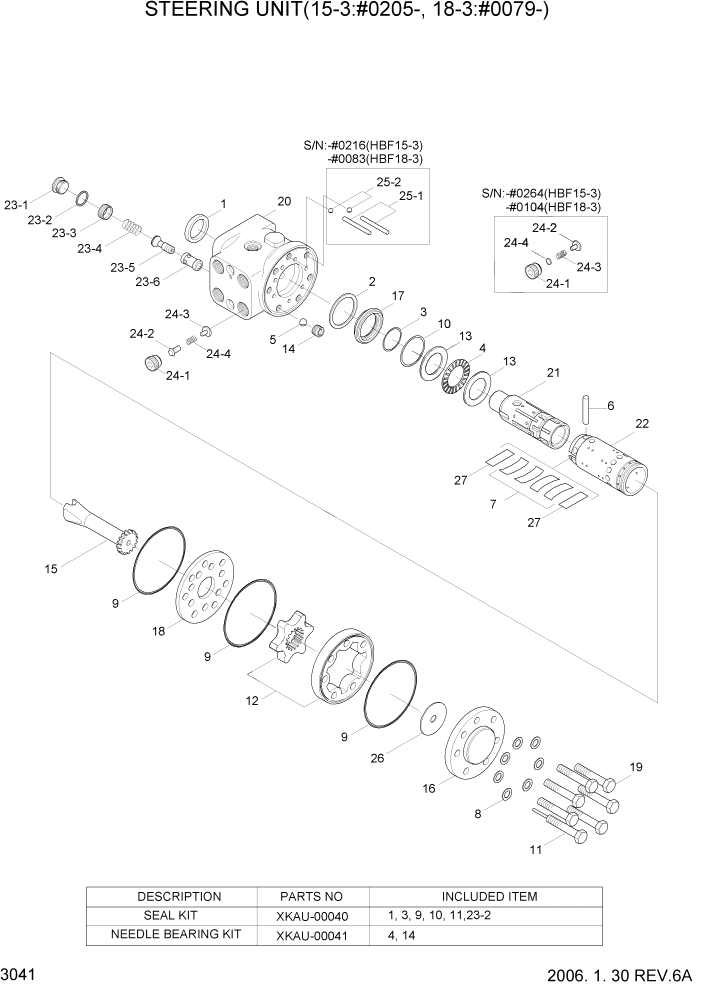 Схема запчастей Hyundai HBF15/HBF18-3 - PAGE 3041 STEERING UNIT(15-3:#0205-,18-3:#0079-) ГИДРАВЛИЧЕСКИЕ КОМПОНЕНТЫ