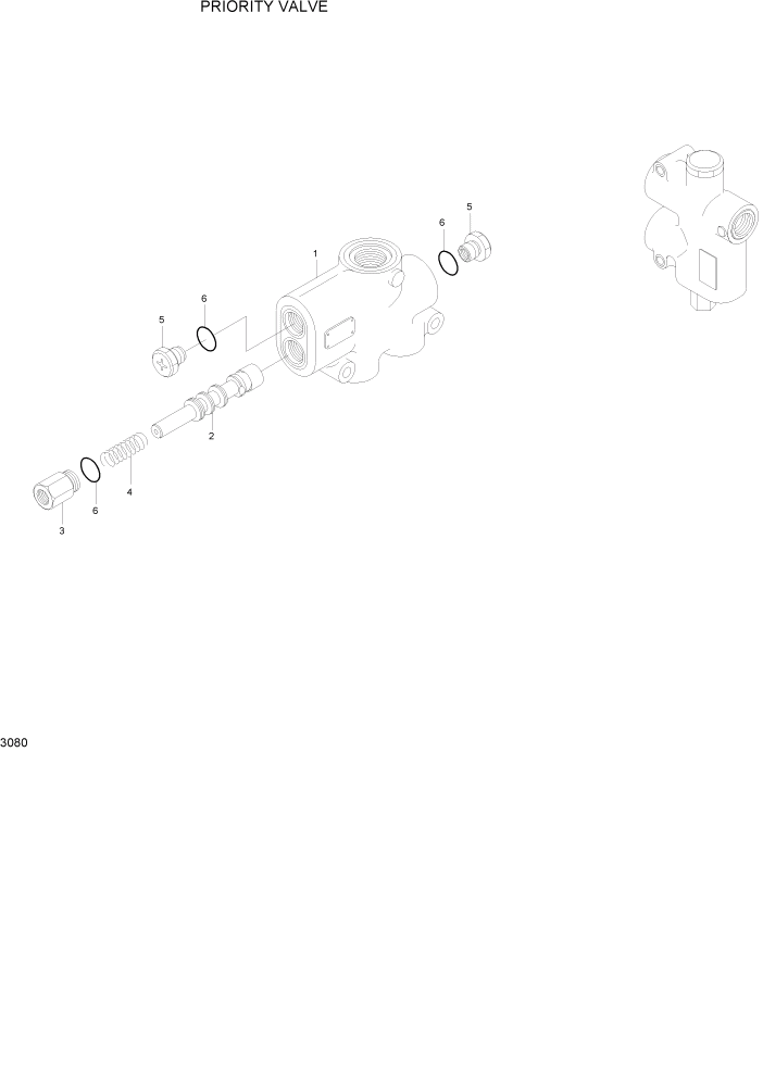 Схема запчастей Hyundai HBF15/HBF18-3 - PAGE 3080 PRIORITY VALVE ГИДРАВЛИЧЕСКИЕ КОМПОНЕНТЫ