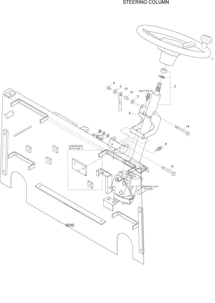 Схема запчастей Hyundai HBF15/HBF18-3 - PAGE 5030 STEERING COLUMN РУЛЕВОЕ & СИСТЕМА УПРАВЛЕНИЯ