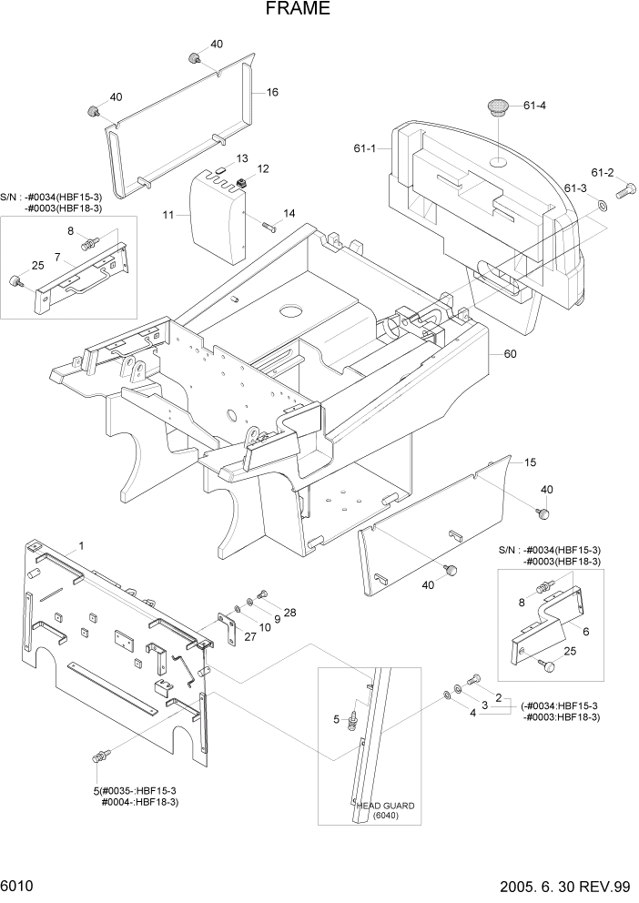 Схема запчастей Hyundai HBF15/HBF18-3 - PAGE 6010 FRAME СТРУКТУРА