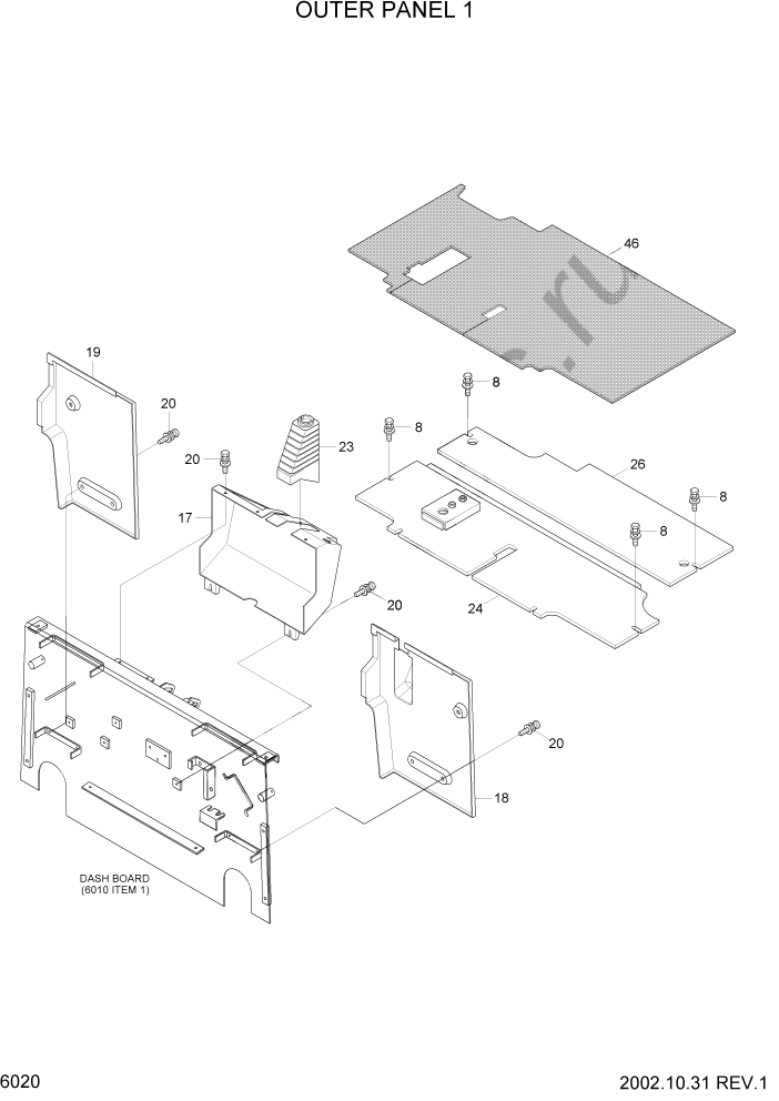 Схема запчастей Hyundai HBF15/HBF18-3 - PAGE 6020 OUTER PANEL 1 СТРУКТУРА