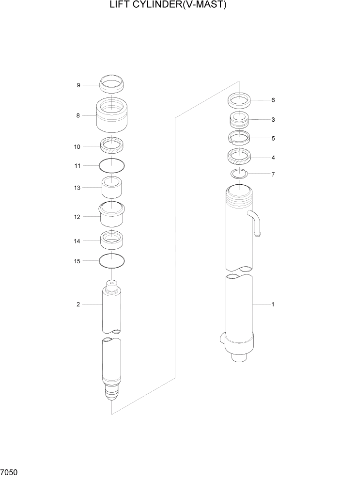 Схема запчастей Hyundai HBF15/HBF18-3 - PAGE 7050 LIFT CYLINDER(V-MAST) РАБОЧЕЕ ОБОРУДОВАНИЕ