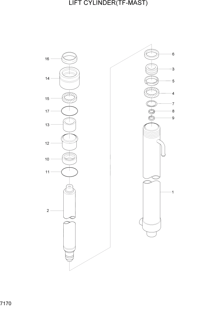 Схема запчастей Hyundai HBF15/HBF18-3 - PAGE 7170 LIFT CYLINDER(TF-MAST) РАБОЧЕЕ ОБОРУДОВАНИЕ