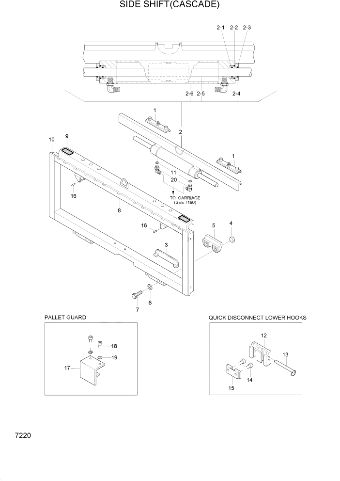 Схема запчастей Hyundai HBF15/HBF18-3 - PAGE 7220 SIDE SHIFT(CASCADE) РАБОЧЕЕ ОБОРУДОВАНИЕ