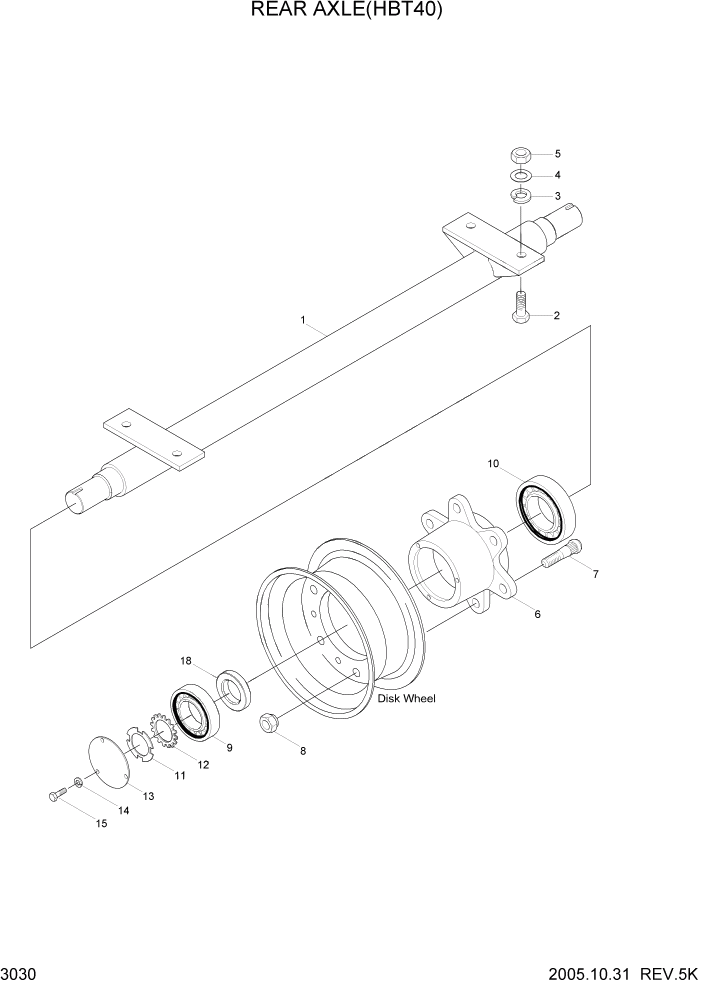 Схема запчастей Hyundai HBP15 - PAGE 3030 REAR AXLE(HBT40) РУЛЕВАЯ СИСТЕМА КОЛЕС