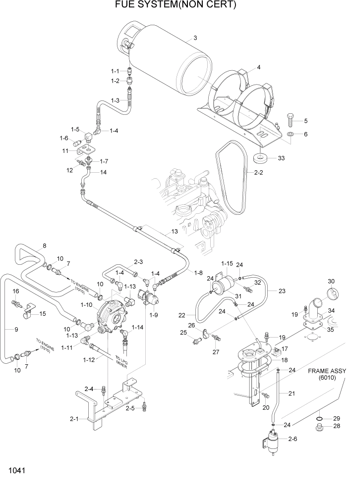 Схема запчастей Hyundai 15G/18G/20GA-7 - PAGE 1041 FUEL SYSTEM(NON-CERT) СИСТЕМА ДВИГАТЕЛЯ