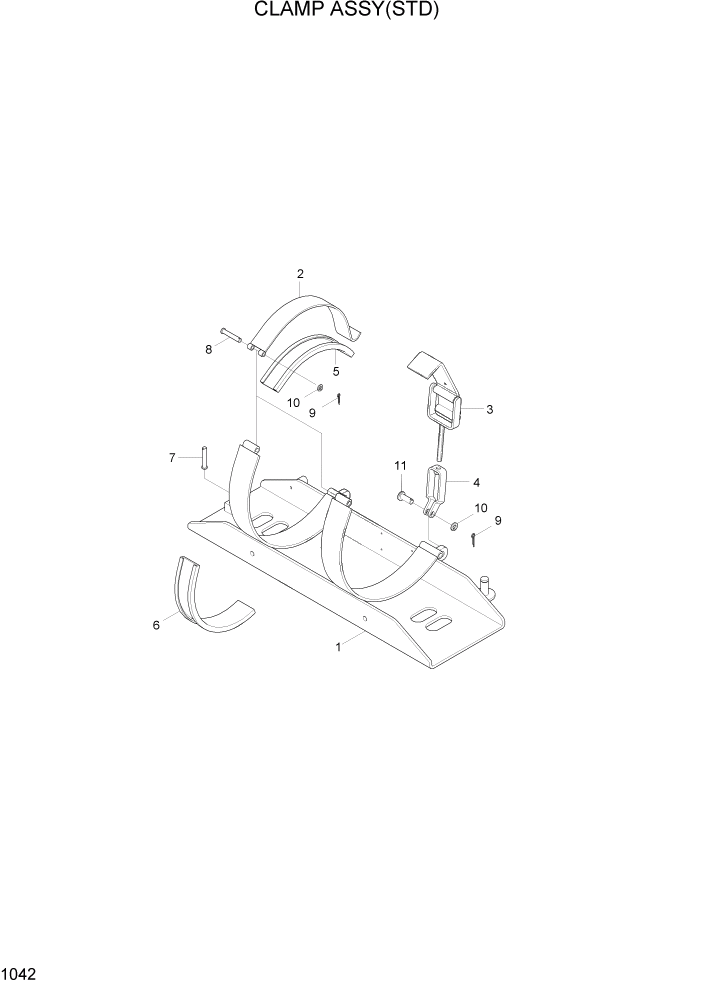 Схема запчастей Hyundai 15G/18G/20GA-7 - PAGE 1042 CLAMP ASSY(STD) СИСТЕМА ДВИГАТЕЛЯ