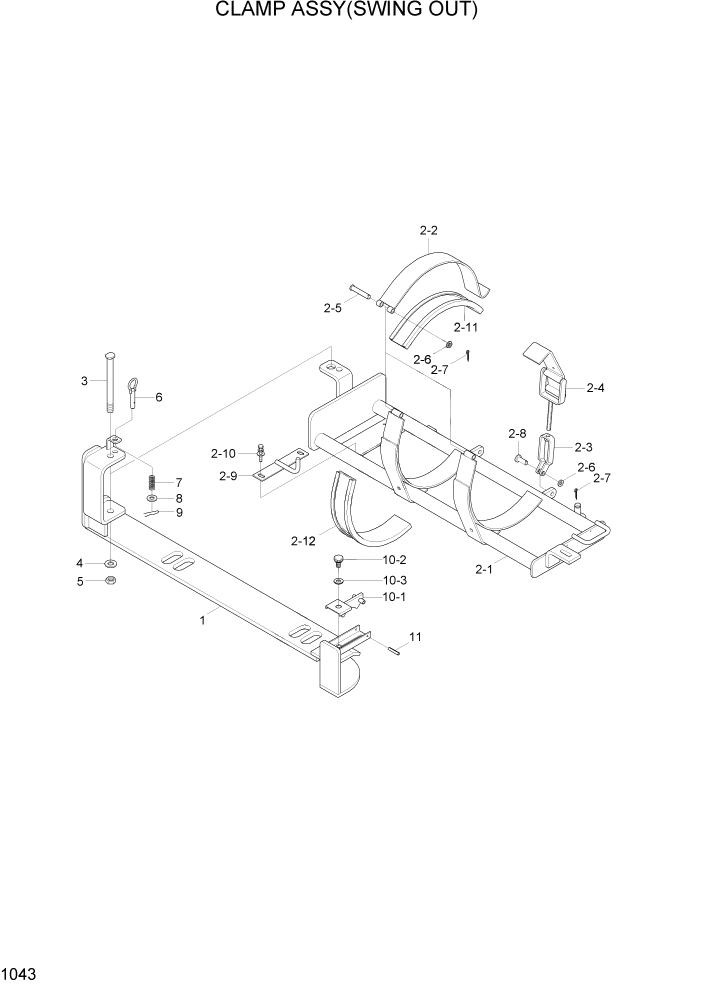 Схема запчастей Hyundai 15G/18G/20GA-7 - PAGE 1043 CLAMP ASSY(SWING OUT) СИСТЕМА ДВИГАТЕЛЯ