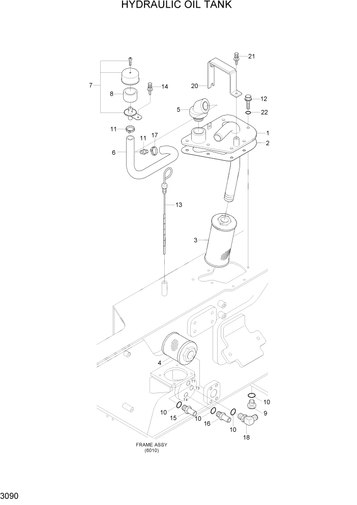 Схема запчастей Hyundai 15G/18G/20GA-7 - PAGE 3090 HYDRAULIC OIL TANK ГИДРАВЛИЧЕСКАЯ СИСТЕМА