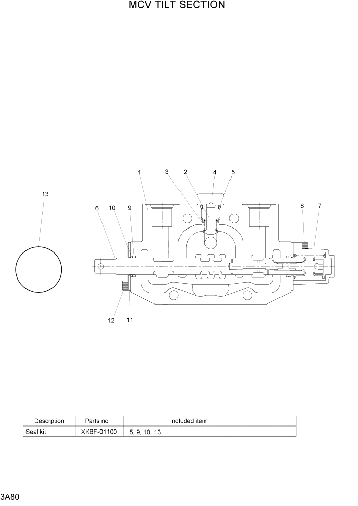 Схема запчастей Hyundai 15G/18G/20GA-7 - PAGE 3A80 MCV TILT SECTION ГИДРАВЛИЧЕСКАЯ СИСТЕМА