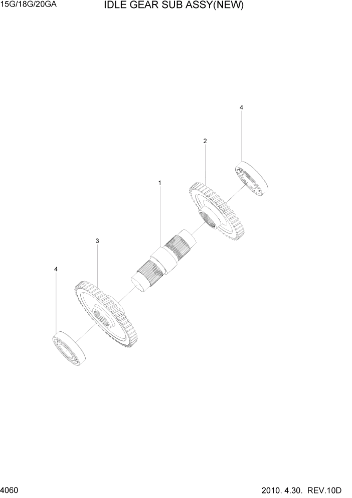 Схема запчастей Hyundai 15G/18G/20GA-7 - PAGE 4060 IDLE GEAR SUB ASSY(NEW) СИЛОВАЯ СИСТЕМА