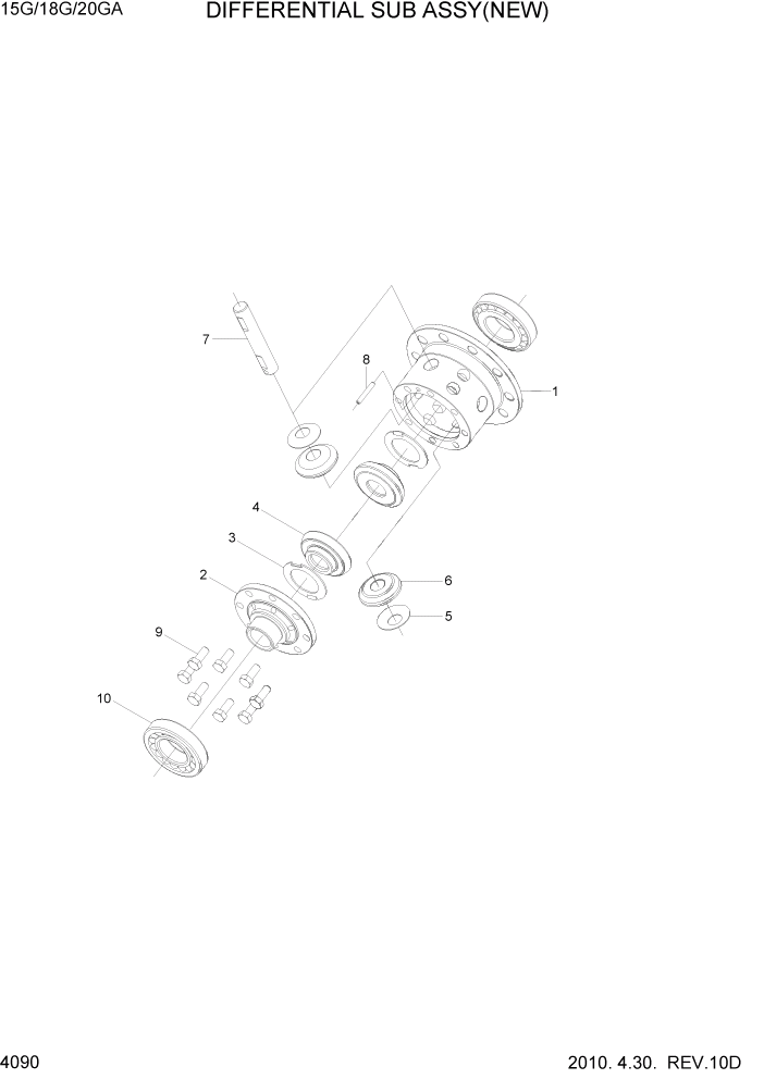 Схема запчастей Hyundai 15G/18G/20GA-7 - PAGE 4090 DIFFERENTIAL ASSY СИЛОВАЯ СИСТЕМА