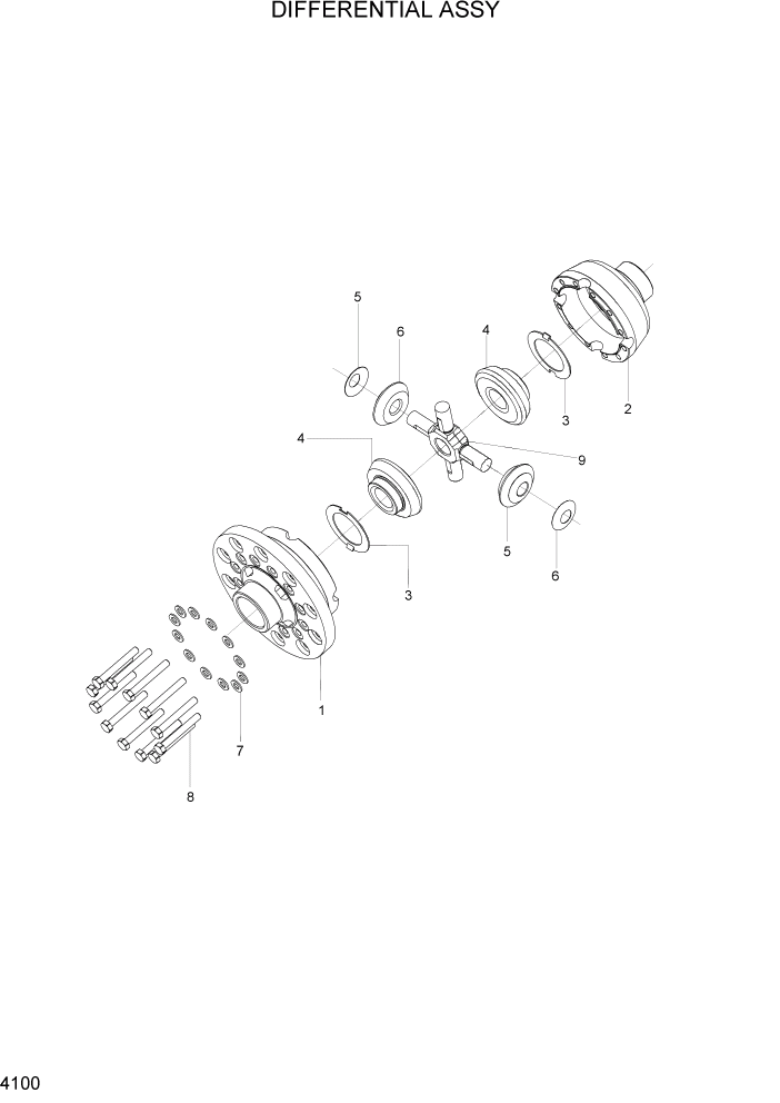 Схема запчастей Hyundai 15G/18G/20GA-7 - PAGE 4100 DIFFERENTIAL ASSY СИЛОВАЯ СИСТЕМА