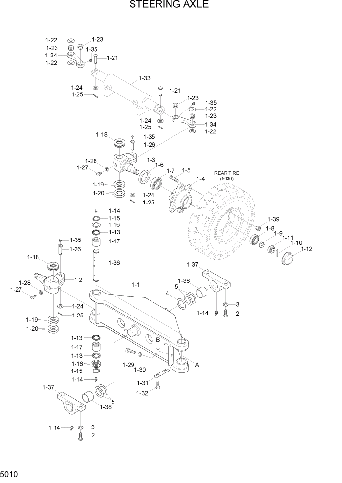 Схема запчастей Hyundai 15G/18G/20GA-7 - PAGE 5010 STEERING AXLE СИСТЕМА УПРАВЛЕНИЯ