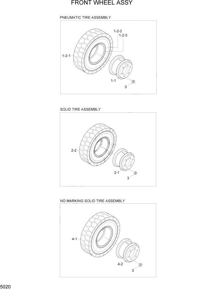 Схема запчастей Hyundai 15G/18G/20GA-7 - PAGE 5020 FRONT WHEEL ASSY СИСТЕМА УПРАВЛЕНИЯ