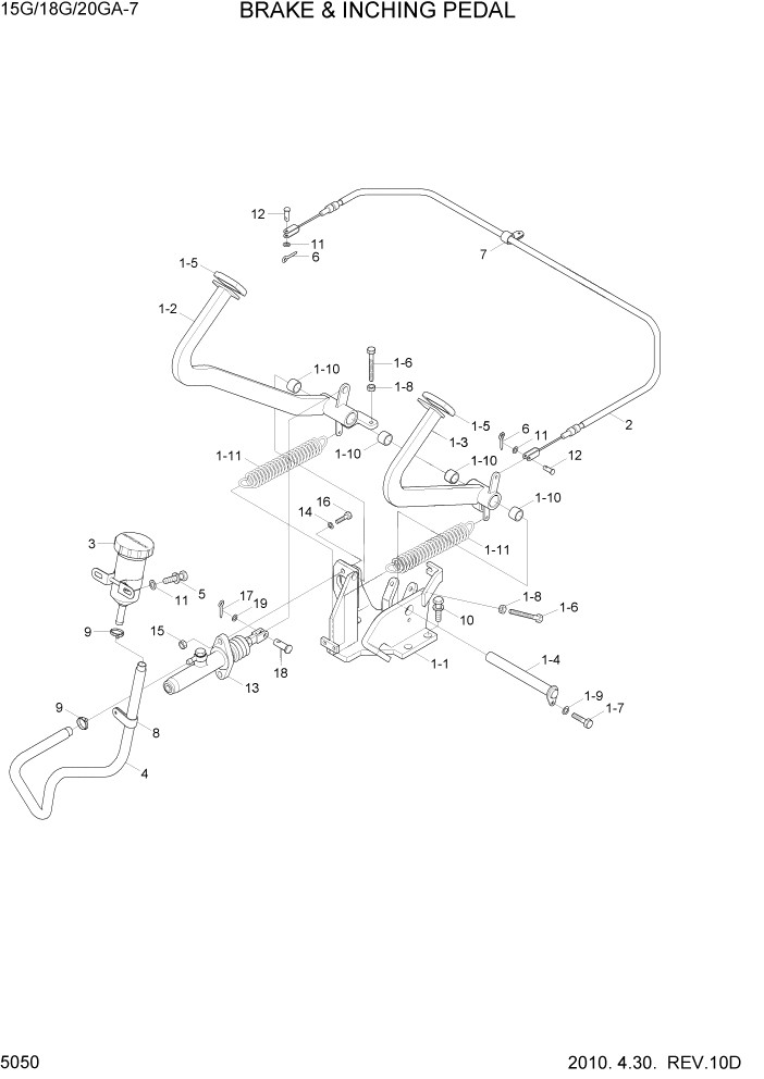 Схема запчастей Hyundai 15G/18G/20GA-7 - PAGE 5050 BRAKE & INCHING PEDAL СИСТЕМА УПРАВЛЕНИЯ