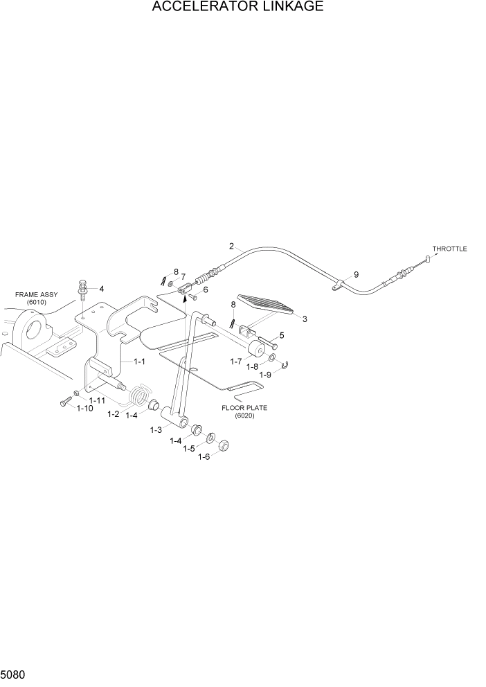 Схема запчастей Hyundai 15G/18G/20GA-7 - PAGE 5080 ACCELERATOR LINKAGE СИСТЕМА УПРАВЛЕНИЯ