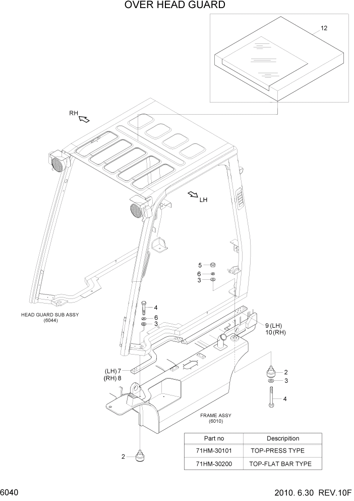 Схема запчастей Hyundai 15G/18G/20GA-7 - PAGE 6040 OVER HEARD GUARD СТРУКТУРА