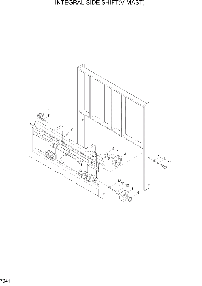 Схема запчастей Hyundai 15G/18G/20GA-7 - PAGE 7041 INTEGRAL SIDE SHIFT(V-MAST) РАБОЧЕЕ ОБОРУДОВАНИЕ