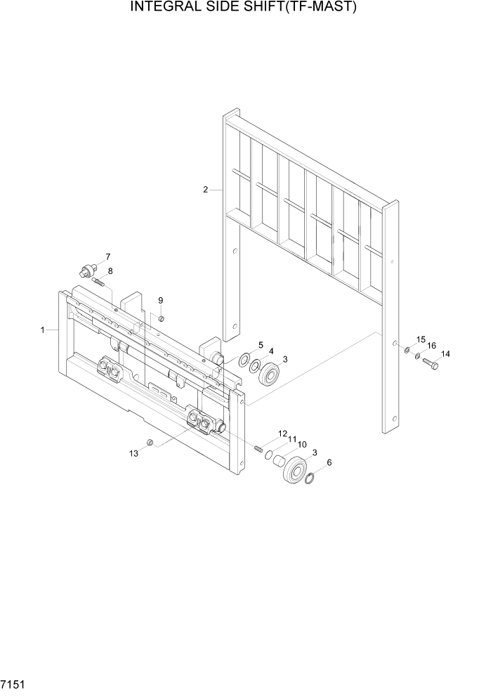 Схема запчастей Hyundai 15G/18G/20GA-7 - PAGE 7151 INTEGRAL SIDE SHIFT(TF-MAST) РАБОЧЕЕ ОБОРУДОВАНИЕ