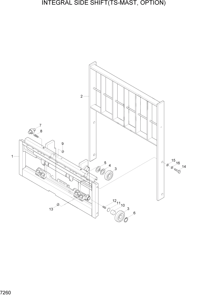 Схема запчастей Hyundai 15G/18G/20GA-7 - PAGE 7260 INTEGRAL SIDE SHIFT(TS-MAST, OPTION) РАБОЧЕЕ ОБОРУДОВАНИЕ