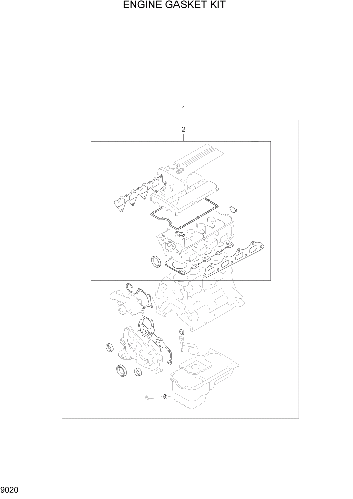 Схема запчастей Hyundai 15G/18G/20GA-7 - PAGE 9020 ENGINE GASKET KIT ДВИГАТЕЛЬ БАЗА