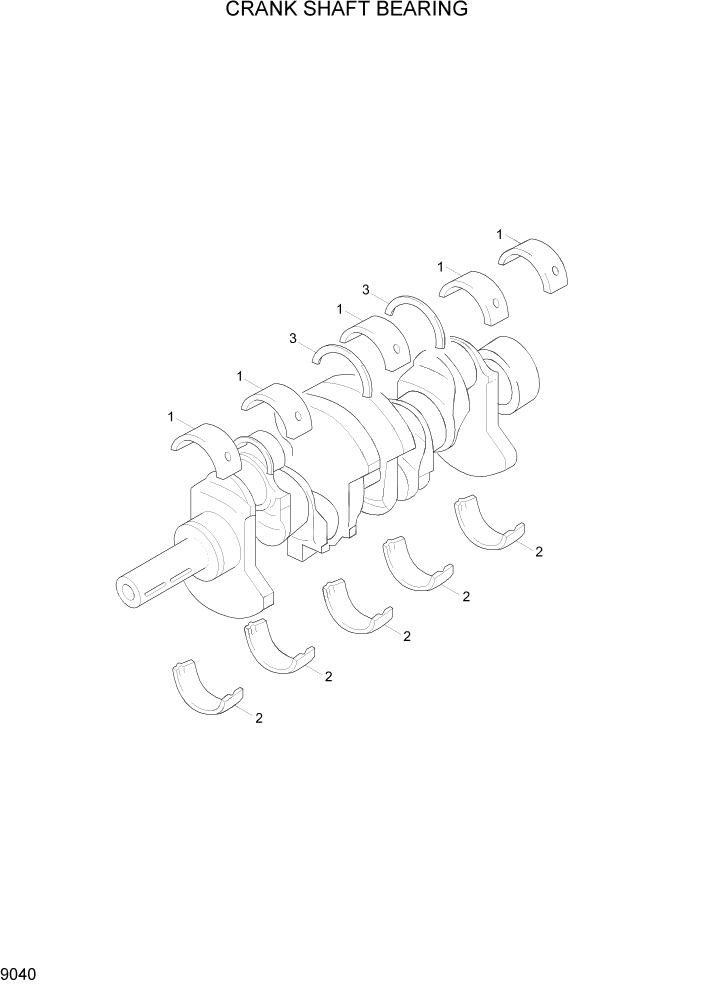 Схема запчастей Hyundai 15G/18G/20GA-7 - PAGE 9040 CRANK SHAFT BEARING ДВИГАТЕЛЬ БАЗА