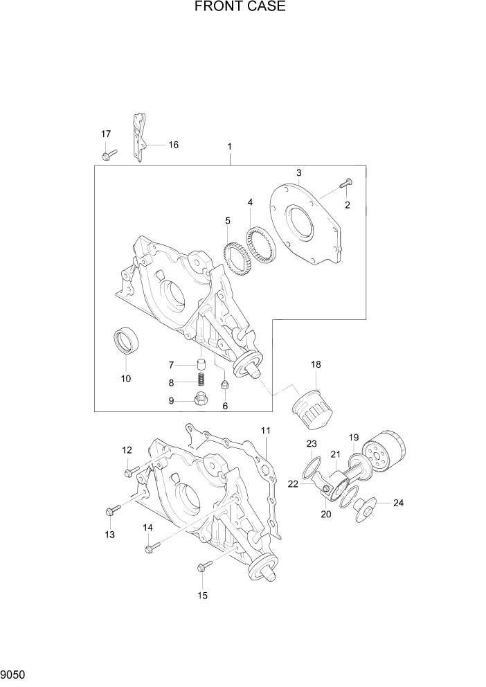 Схема запчастей Hyundai 15G/18G/20GA-7 - PAGE 9050 FRONT CASE ДВИГАТЕЛЬ БАЗА