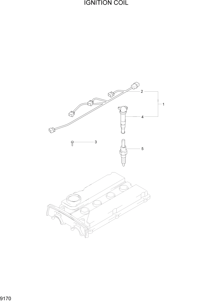 Схема запчастей Hyundai 15G/18G/20GA-7 - PAGE 9170 IGNITION COIL ДВИГАТЕЛЬ БАЗА