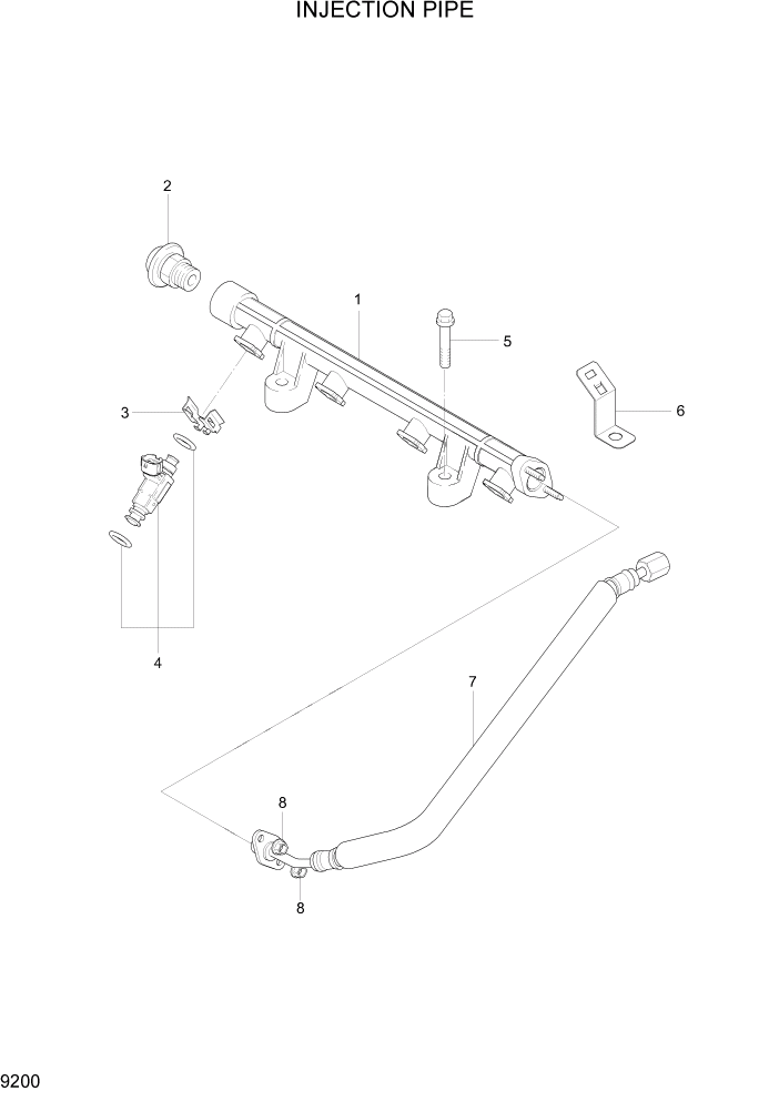 Схема запчастей Hyundai 15G/18G/20GA-7 - PAGE 9200 INJECTION PIPE ДВИГАТЕЛЬ БАЗА