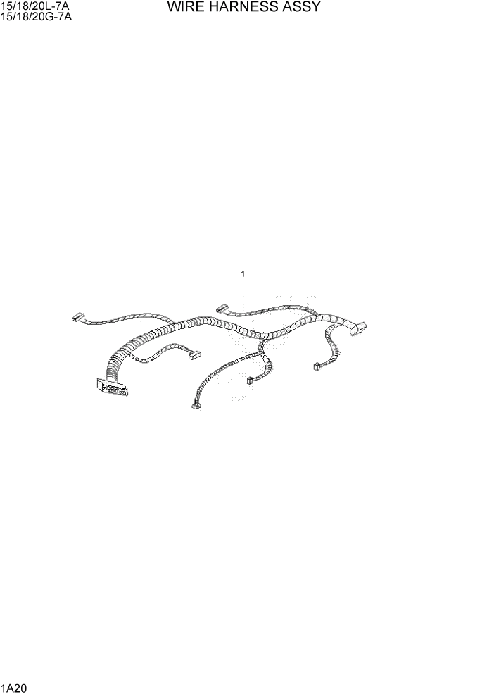 Схема запчастей Hyundai 15/18/20G-7A - PAGE 1A20 WIRE HARNESS ASSY СИСТЕМА ДВИГАТЕЛЯ