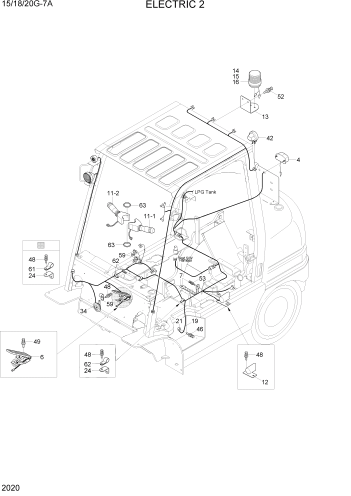 Схема запчастей Hyundai 15/18/20G-7A - PAGE 2020 ELECTRIC 2 ЭЛЕКТРИЧЕСКАЯ СИСТЕМА