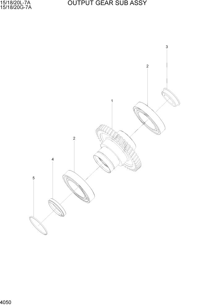 Схема запчастей Hyundai 15/18/20G-7A - PAGE 4050 OUTPUT GEAR SUB ASSY СИЛОВАЯ СИСТЕМА
