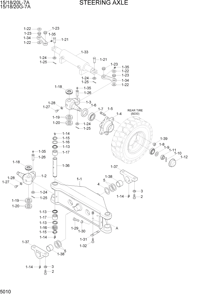 Схема запчастей Hyundai 15/18/20G-7A - PAGE 5010 STEERING AXLE СИСТЕМА УПРАВЛЕНИЯ