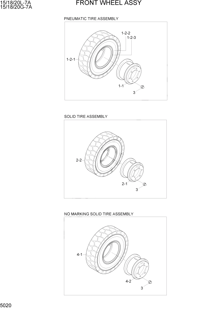 Схема запчастей Hyundai 15/18/20G-7A - PAGE 5020 FRONT WHEEL ASSY СИСТЕМА УПРАВЛЕНИЯ