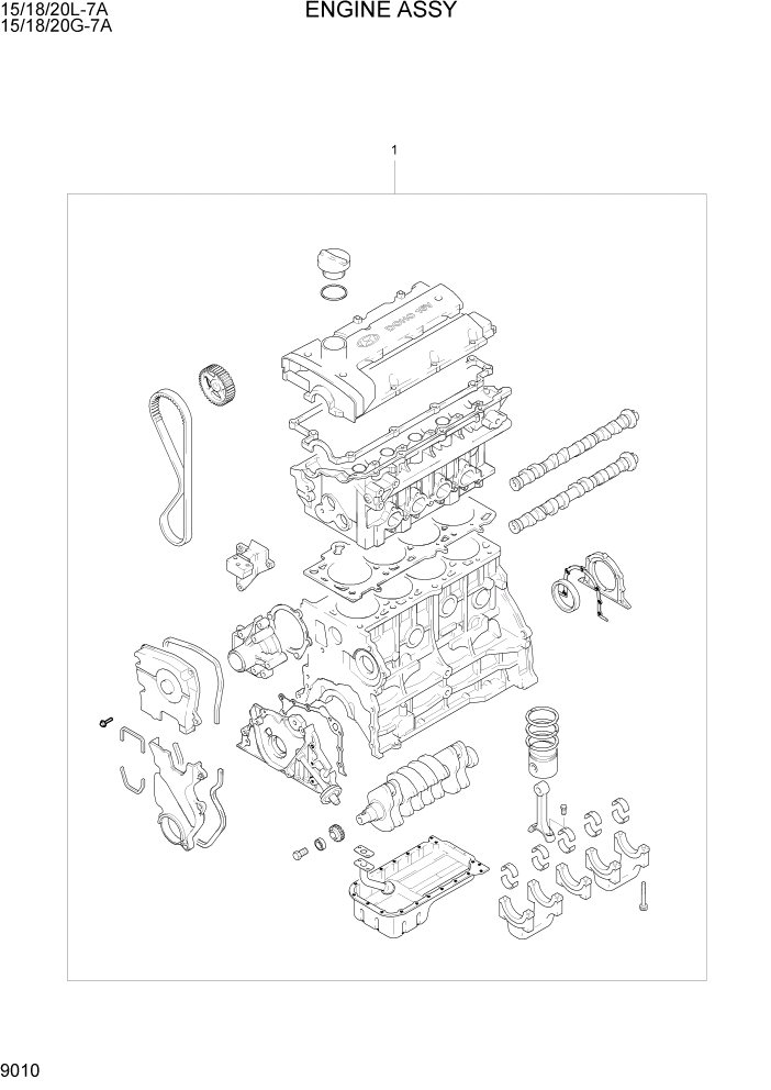 Схема запчастей Hyundai 15/18/20G-7A - PAGE 9010 ENGINE ASSY ДВИГАТЕЛЬ БАЗА