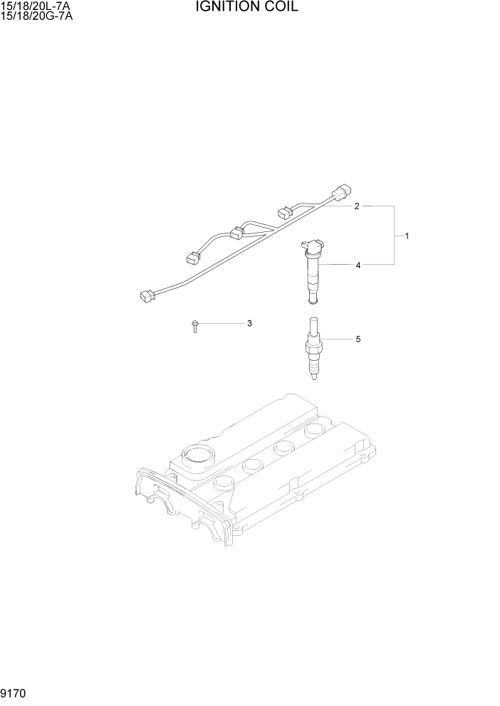 Схема запчастей Hyundai 15/18/20G-7A - PAGE 9170 IGNITION COIL ДВИГАТЕЛЬ БАЗА