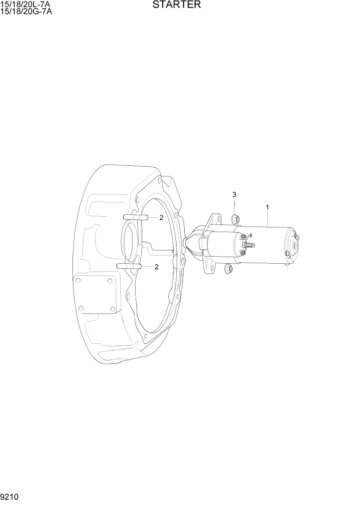 Схема запчастей Hyundai 15/18/20G-7A - PAGE 9210 STARTER ДВИГАТЕЛЬ БАЗА