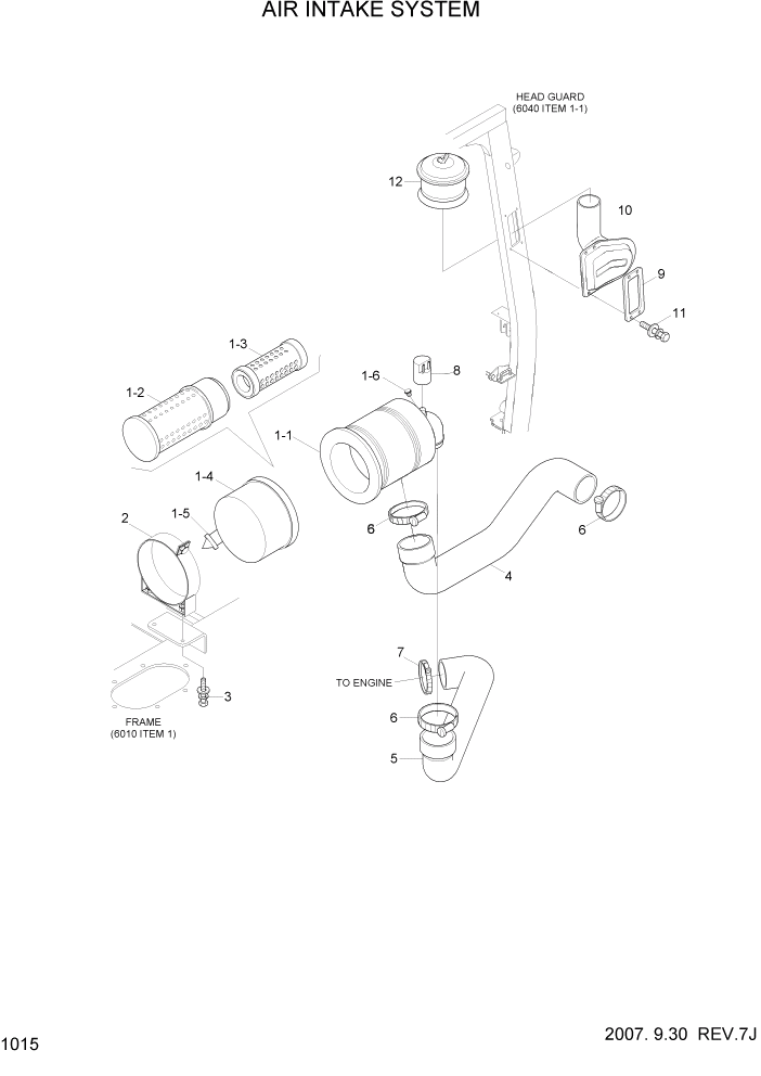 Схема запчастей Hyundai 15L/18L/20LA - PAGE 1015 AIR INTAKE SYSTEM СИСТЕМА ДВИГАТЕЛЯ