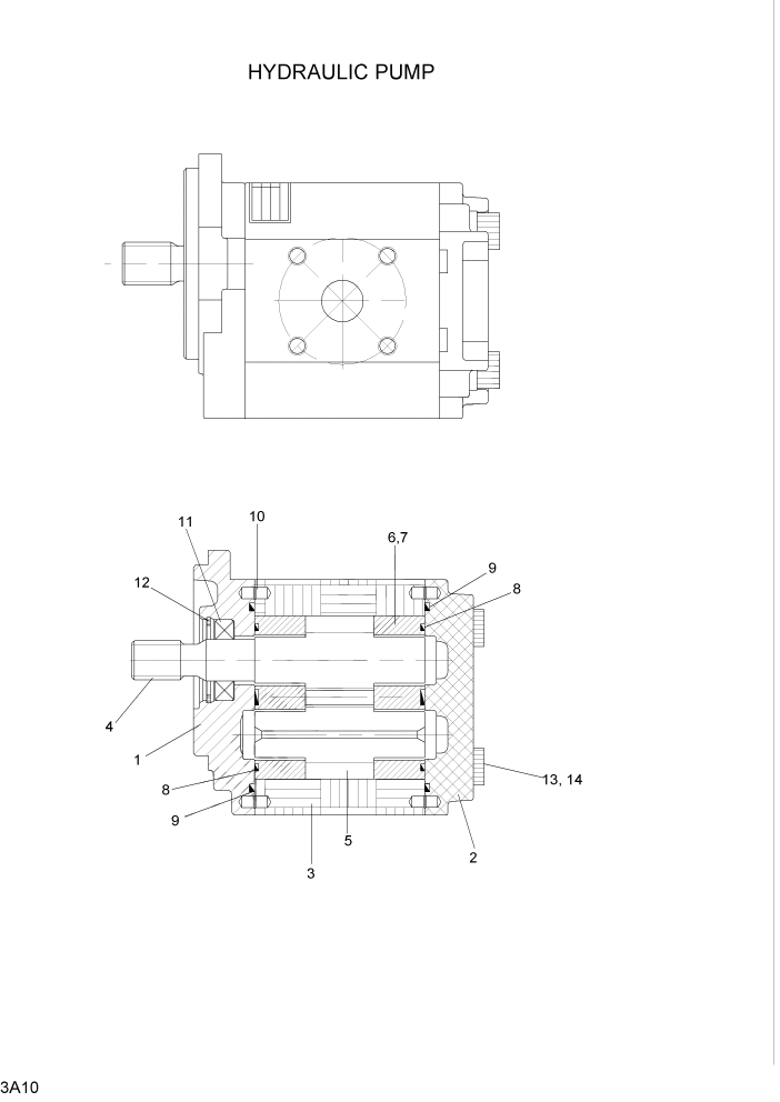 Схема запчастей Hyundai 15L/18L/20LA - PAGE 3A10 HYDRAULIC PUMP ГИДРАВЛИЧЕСКАЯ СИСТЕМА